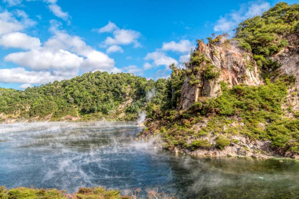 Steam rising from Waimangu cauldron, Rotorua 