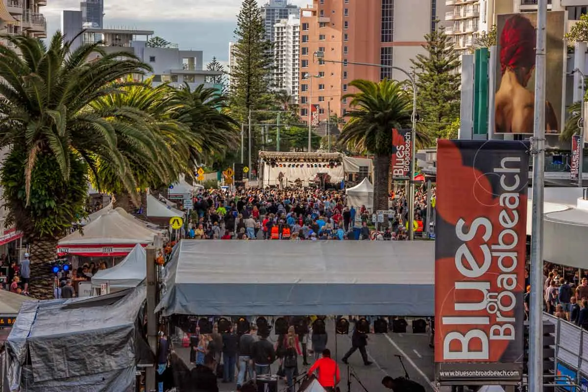 Blues on Broadbeach festival stage on Surf Parade